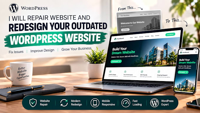 repair website and redesign your outdated wordpress website