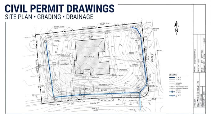 create civil site plan grading and permit drawings
