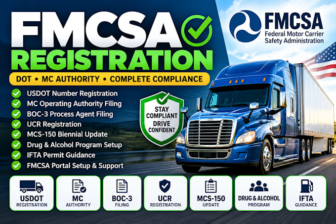 handle fmcsa registration, dot and mc authority filing