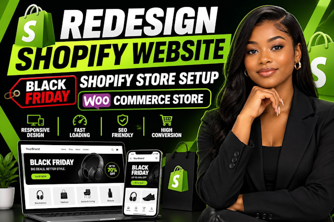 redesign shopify website, black friday shopify store setup, woocommerce store
