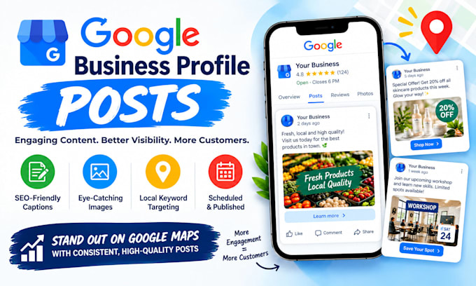 create SEO optimized google business profile posts for local search visibiity