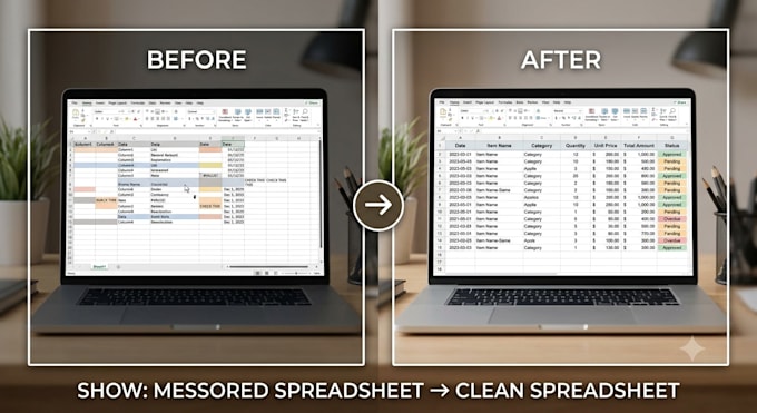 clean , format and organize the excel data