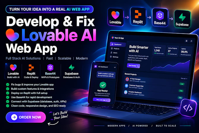 develop fix lovable ai webapp replit app base44 expert lovable ai saas superbase