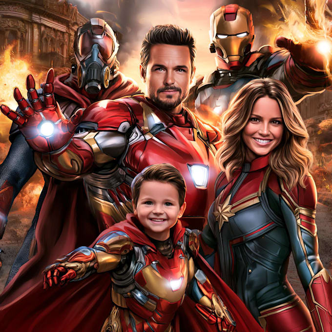 make custom family superhero portraits for gift