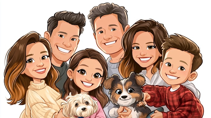 design personalized family cartoon characters