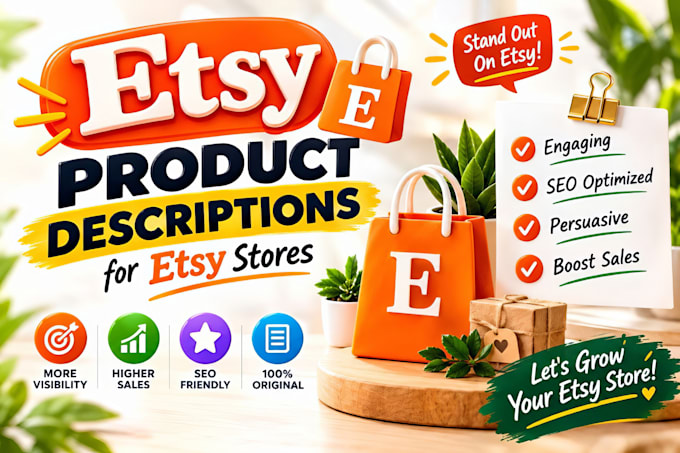 write SEO product descriptions for shopify and etsy stores