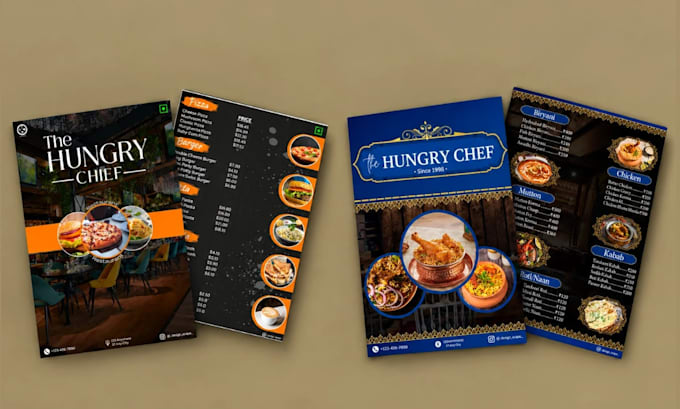design a professional restaurant menu and digital menu