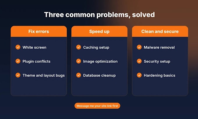 fix wordpress errors, speed up your site,clean a hacked site