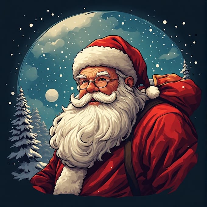 design a magical christmas santa portrait