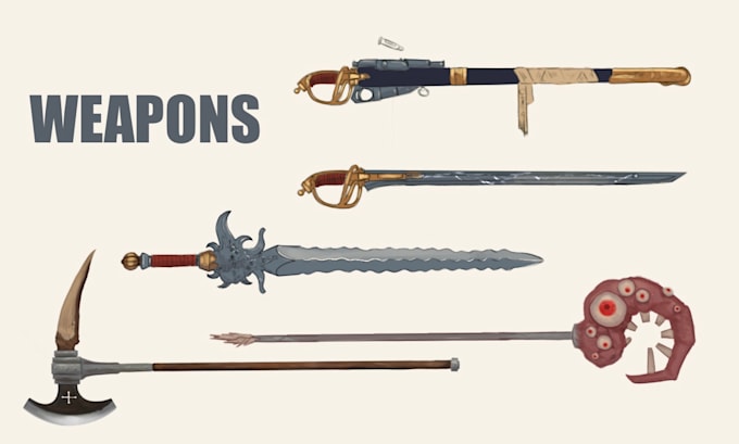 create stylized 2d game props and concept art