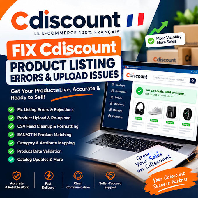 fix cdiscount product listing errors, and upload issues
