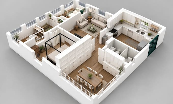 make a stunning 3droom visualization for your home or airbnb