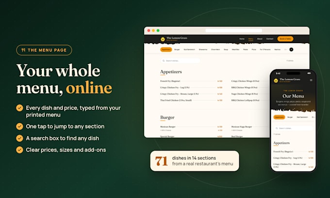 design a modern restaurant or cafe website