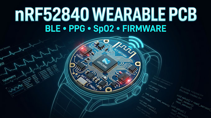 design nrf52840 wearable pcb, ble firmware and medical sensor electronics