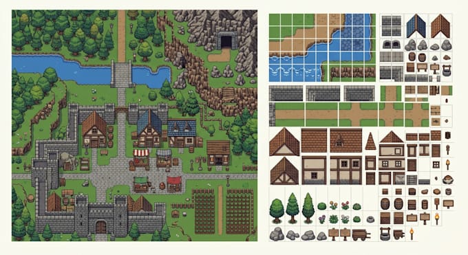 create custom pixel art tilesets, tilemaps, rpg, and game environments