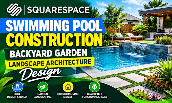 build squarespace swimming pool website backyard garden landscape website design