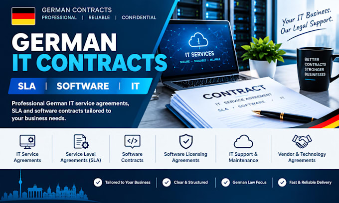 prepare german IT service agreements, sla and software contracts