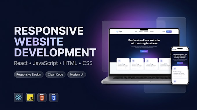 build responsive websites using react HTML CSS and javascript