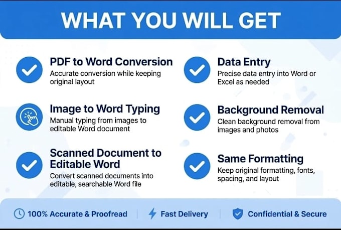 convert PDF to word, data entry background removal