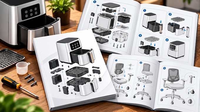 create product instruction manuals with clear step by step assembly guides