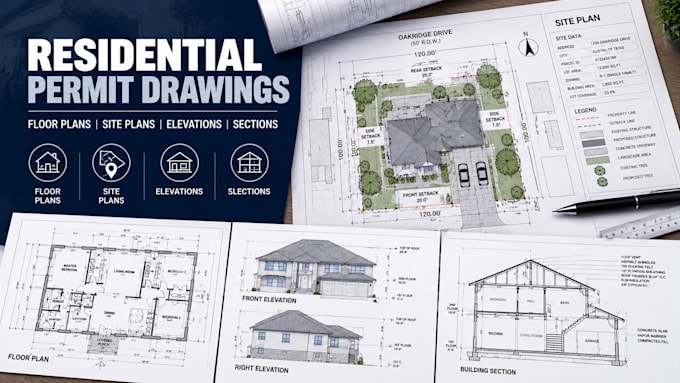 create residential permit drawings and floor plans