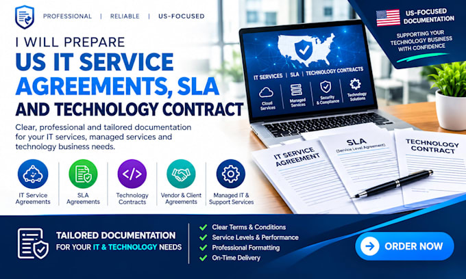 prepare US IT service agreements, sla, technology contract