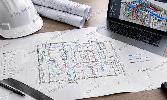 hvac, plumbing, electrical, mep design in autocad, blueprint
