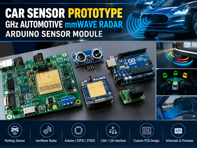 design car sensor prototype, ghz automotive mmwave radar, arduino sensor module