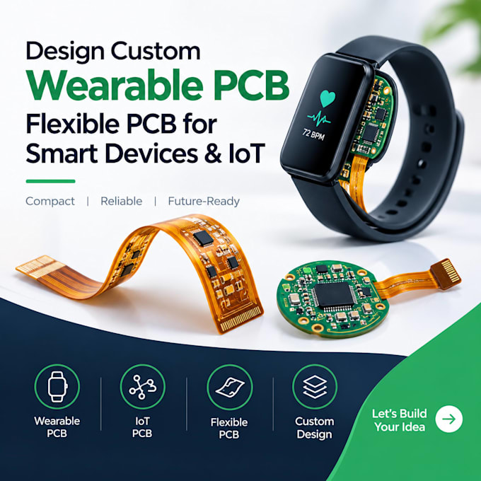 design custom wearable pcb, flexible pcb for smart devices and iot