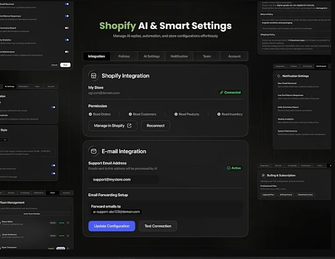 build ai shopify store automation, order management and analysis, GEO optimize