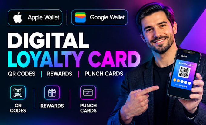 create digtial loyalty card for apple google wallet qr code and reward program