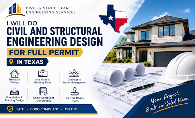 do civil and structural engineering design for full permit in texas