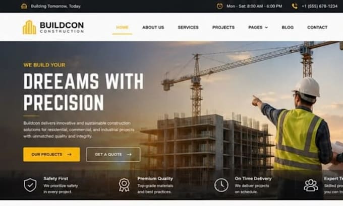 design squarespace construction website contractor builder remodeling website