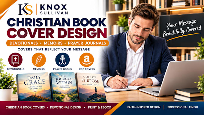 design christian book covers, devotional covers, prayer journals, memoir covers