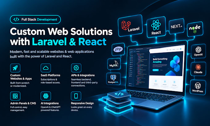 build custom website development as full stack developer in nextjs and react