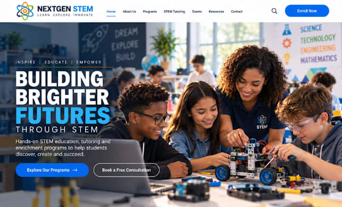 design wix stem education website stem tutoring stem enrichment program website