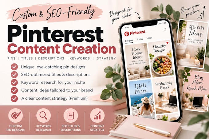 create a 30 day pinterest content plan with SEO pin titles