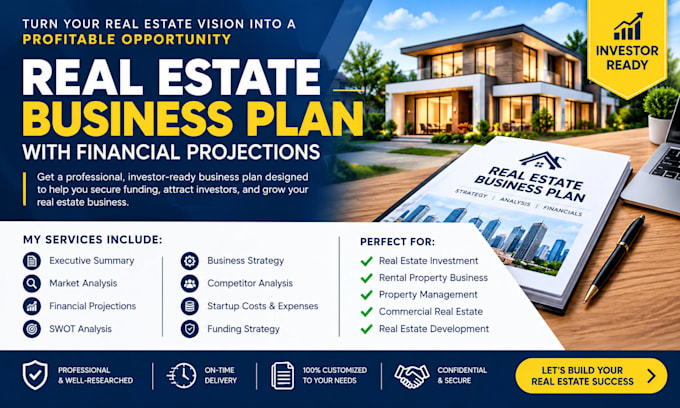 write a professional real estate business plan with financial projections