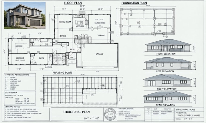 create texas florida georgia structural framing and architectural permit plans