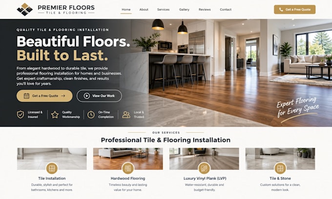 build squarespace tile installer website flooring contractor hardwood floor site