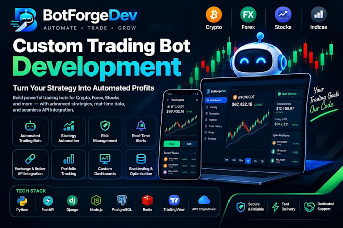 build a custom trading bot for crypto forex stocks and automated trading