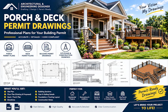create porch deck plans and permit drawings for your project