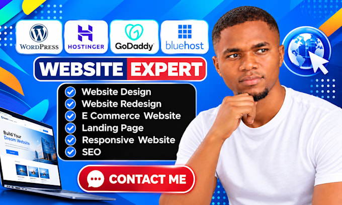 design or redesign wordpress website on hostinger, godaddy, bluehost, ionos
