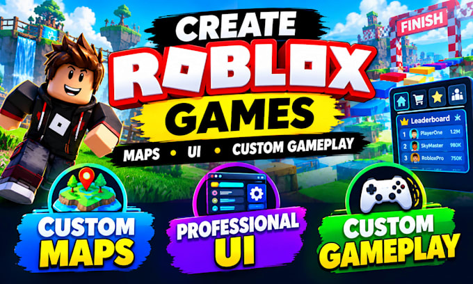 create roblox games, maps, UI and custom gameplay