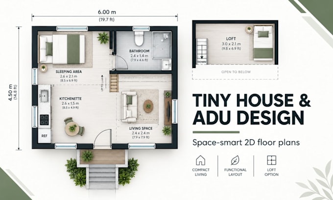 design a tiny house or adu layout that maximizes every square foot