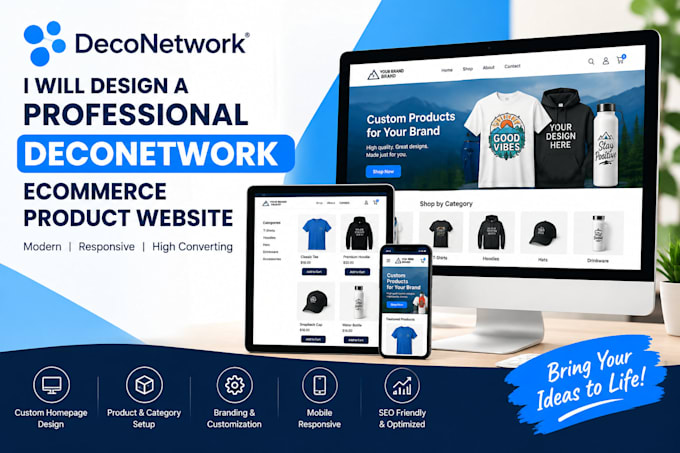design a professional deconetwork ecommerce product website