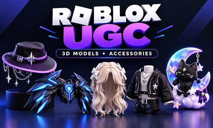 create custom roblox 3d models, game assets, props and roblox ugc accessories