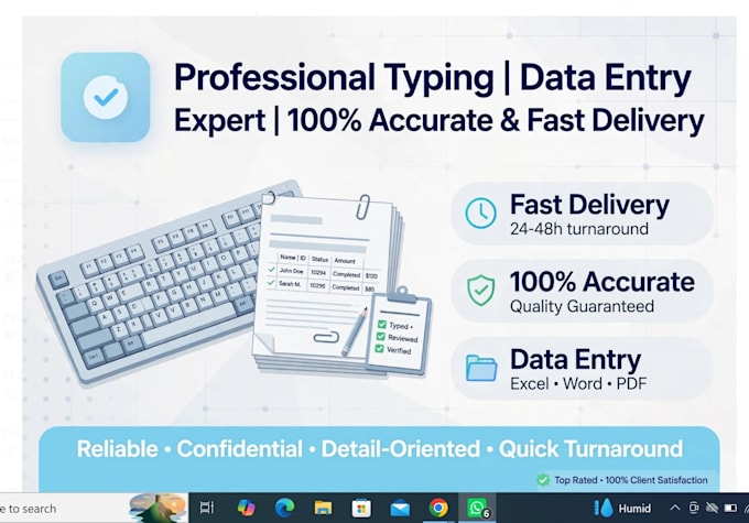 be your expert virtual assistant for data entry, excel and pdf to word