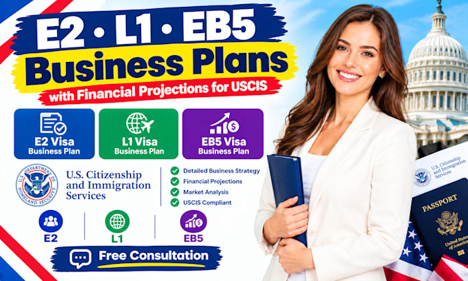 write e2 l1 eb5 visa business plan with financial projections for uscis