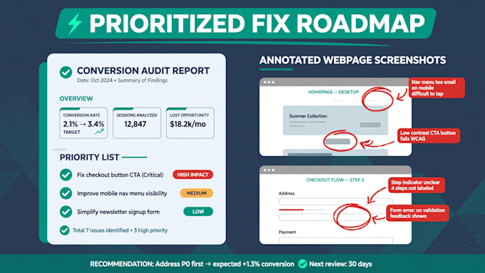 audit landing page conversion rate with teardown and actionable fixes
